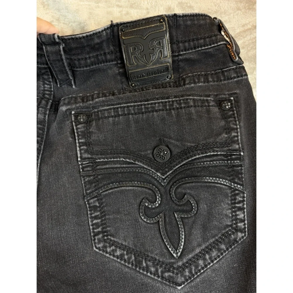 Rock Revival‎ Arther Alt Straight Jeans Men's 42x31 Black Denim Dark